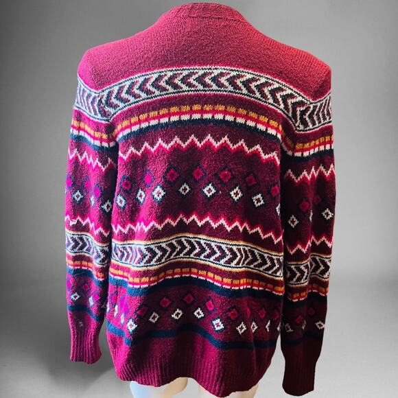 Hollister Boho Fair Isle Cardigan Sweater SZ Medium Cultural Open Front Western - Picture 5 of 6